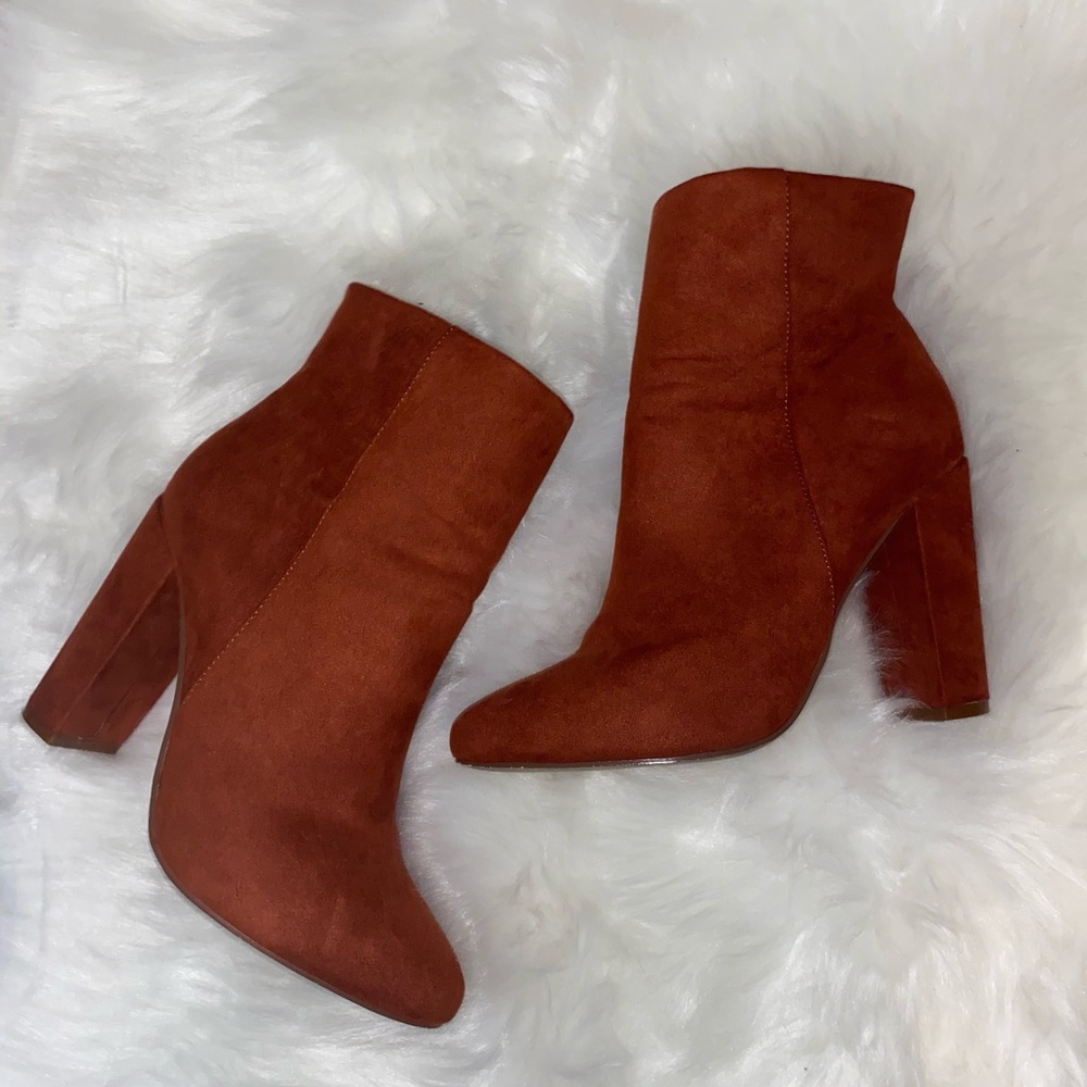 Burnt orange heeled boots